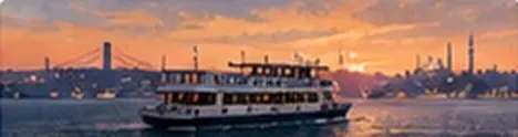 A boat on the Bosphorus at sunset